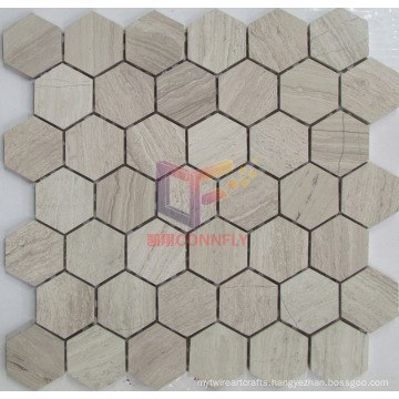 Wooden Pattern Marble Stone Hexagon Mosaic Tile (CFS961)